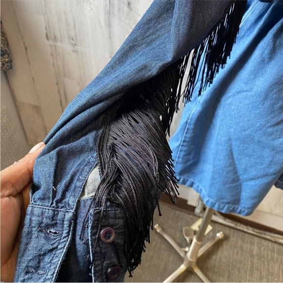 Up cycled denim blouse size large - Picture 4 of 5